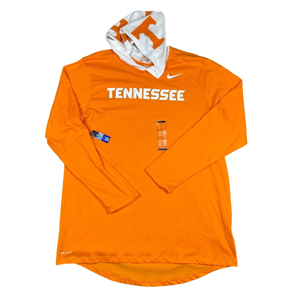 Nike Tennessee Volunteers Dri-FIT Hooded Long Sleeve T-Shirt Orange Mens XL NEW